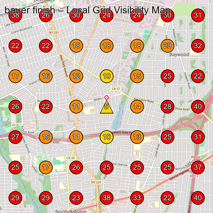 bauer finish GeoGrid visibility map for Septic System Service in Deer Park